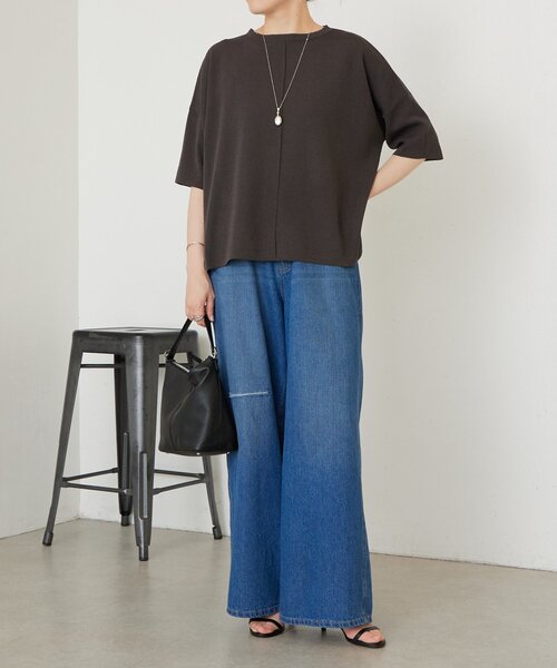 LIVETART（リヴェタート）の「《3/21(土)12：00予約開始》半袖サラットプルオーバー（ニット/セーター・レディース・シルバー/ブラック系その他4/ホワイト・FREE）」の5枚目の写真