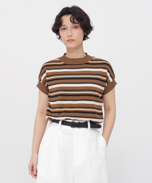 MARGARET HOWELL(マーガレットハウエル)の「HIGHTWIST COTTON(ニット/セーター・レディース・ブラウン/ホワイト/ブラック・2)」の1枚目の写真