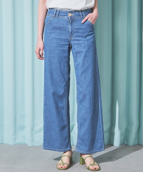 SOMETHING(サムシング)の「SOMETHING SUMMER セミワイドデニムパンツ【夏用/COOL/涼/抗菌/防臭/制菌】(その他パンツ・レディース・グリーン/ダークインディゴブルー/ライトインディゴブルー/カーキ・X-SMALL/SMALL/MEDIUM/LARGE)」の4枚目の写真