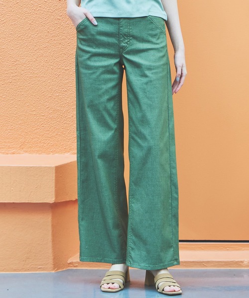 SOMETHING(サムシング)の「SOMETHING SUMMER セミワイドデニムパンツ【夏用/COOL/涼/抗菌/防臭/制菌】(その他パンツ・レディース・グリーン/ダークインディゴブルー/ライトインディゴブルー/カーキ・X-SMALL/SMALL/MEDIUM/LARGE)」の2枚目の写真