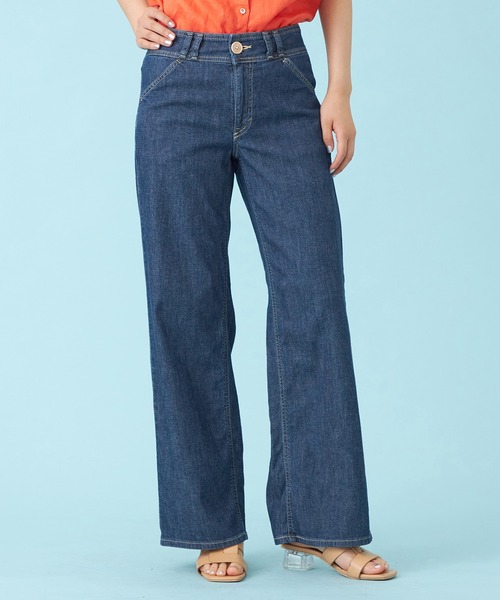 SOMETHING(サムシング)の「SOMETHING SUMMER セミワイドデニムパンツ【夏用/COOL/涼/抗菌/防臭/制菌】(その他パンツ・レディース・グリーン/ダークインディゴブルー/ライトインディゴブルー/カーキ・X-SMALL/SMALL/MEDIUM/LARGE)」の3枚目の写真