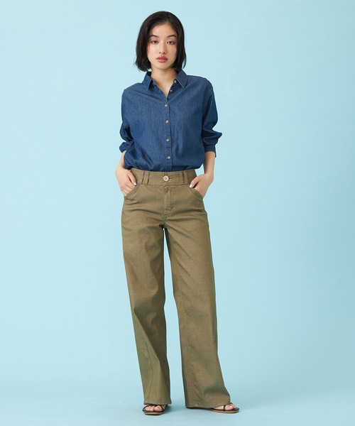 SOMETHING(サムシング)の「SOMETHING SUMMER セミワイドデニムパンツ【夏用/COOL/涼/抗菌/防臭/制菌】(その他パンツ・レディース・グリーン/ダークインディゴブルー/ライトインディゴブルー/カーキ・X-SMALL/SMALL/MEDIUM/LARGE)」の7枚目の写真