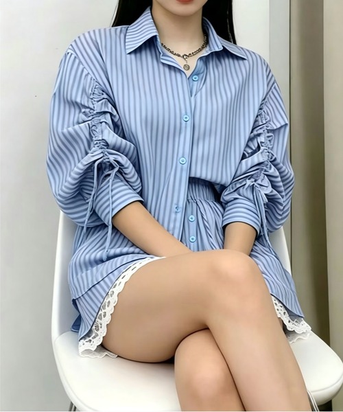Aelina(エリナ)の「ストライプ柄セットアップ(セットアップ・レディース・ブルー/ピンク・FREE)」の7枚目の写真