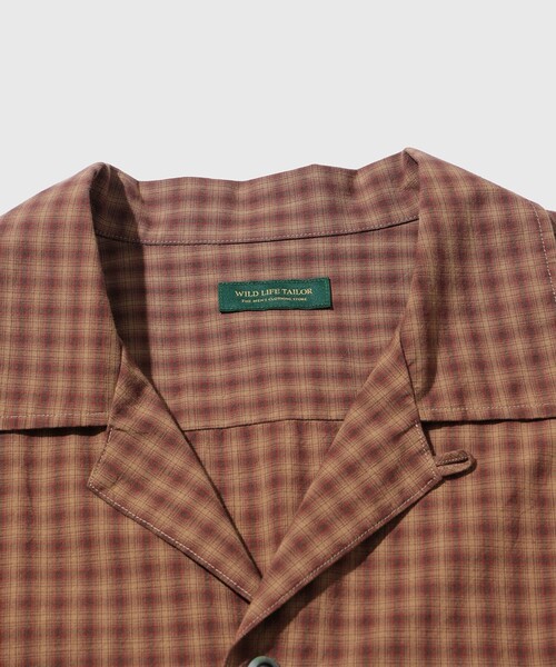 WILD LIFE TAILOR Adam et Rope'(ワイルドテーラーアダムエロペ )の「CHECK OPEN COLLAR SHIRT(シャツ/ブラウス・メンズ・カーキ/ダークブラウン・M/L/S)」の4枚目の写真