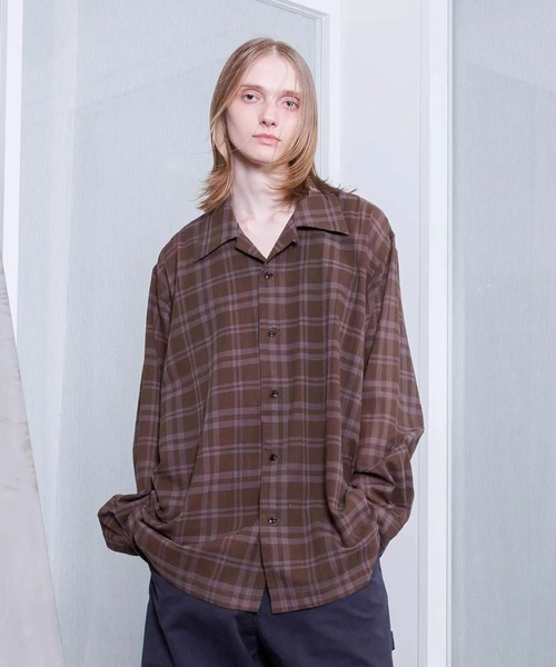VOAAOV（ヴォアーブ）の「【VOAAOV】SHEER SHIRT Long Sleeve（シャツ/ブラウス・メンズ・ネイビー/チャコールグレー/ブラック/ブラウン・2/1）」の3枚目の写真