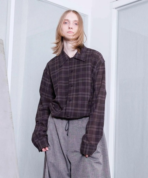 VOAAOV（ヴォアーブ）の「【VOAAOV】SHEER SHIRT Long Sleeve（シャツ/ブラウス・メンズ・ネイビー/チャコールグレー/ブラック/ブラウン・2/1）」の2枚目の写真