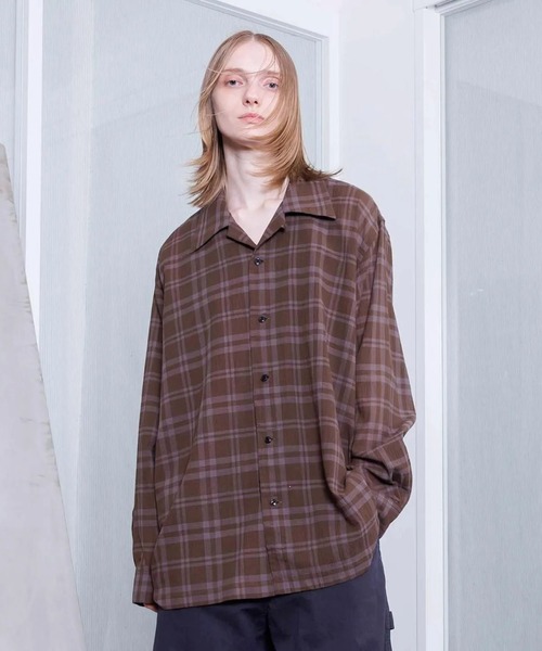 VOAAOV（ヴォアーブ）の「【VOAAOV】SHEER SHIRT Long Sleeve（シャツ/ブラウス・メンズ・ネイビー/チャコールグレー/ブラック/ブラウン・2/1）」の12枚目の写真
