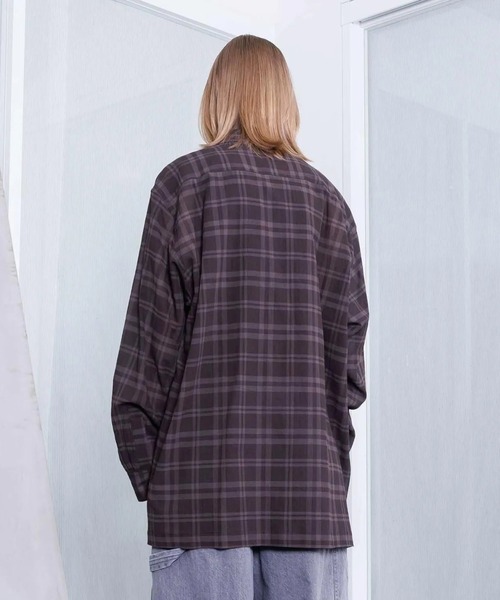 VOAAOV（ヴォアーブ）の「【VOAAOV】SHEER SHIRT Long Sleeve（シャツ/ブラウス・メンズ・ネイビー/チャコールグレー/ブラック/ブラウン・2/1）」の8枚目の写真