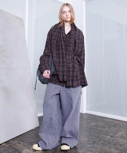 VOAAOV（ヴォアーブ）の「【VOAAOV】SHEER SHIRT Long Sleeve（シャツ/ブラウス・メンズ・ネイビー/チャコールグレー/ブラック/ブラウン・2/1）」の9枚目の写真