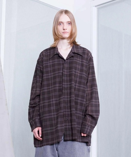 VOAAOV（ヴォアーブ）の「【VOAAOV】SHEER SHIRT Long Sleeve（シャツ/ブラウス・メンズ・ネイビー/チャコールグレー/ブラック/ブラウン・2/1）」の6枚目の写真