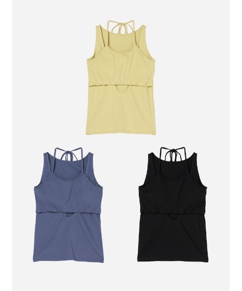 sahara(サハラ)の「Layered Design Sleeveless Top/レイヤードデザインスリーブレストップ(タンクトップ・レディース・ブルー/ブラック/イエロー・FREE)」の18枚目の写真