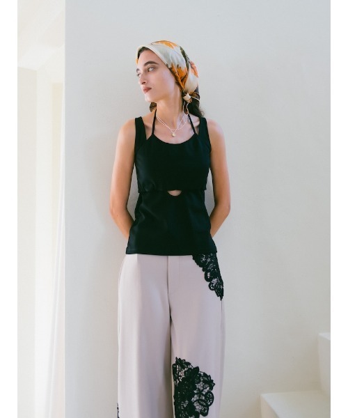 sahara(サハラ)の「Layered Design Sleeveless Top/レイヤードデザインスリーブレストップ(タンクトップ・レディース・ブルー/ブラック/イエロー・FREE)」の7枚目の写真