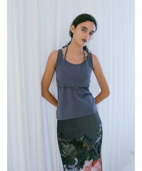 sahara(サハラ)の「Layered Design Sleeveless Top/レイヤードデザインスリーブレストップ(タンクトップ・レディース・ブルー/ブラック/イエロー・FREE)」の14枚目の写真