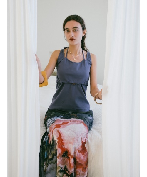 sahara(サハラ)の「Layered Design Sleeveless Top/レイヤードデザインスリーブレストップ(タンクトップ・レディース・ブルー/ブラック/イエロー・FREE)」の16枚目の写真