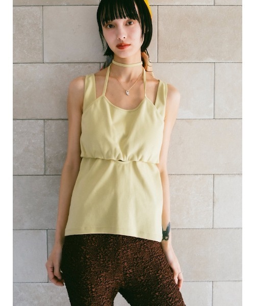sahara(サハラ)の「Layered Design Sleeveless Top/レイヤードデザインスリーブレストップ(タンクトップ・レディース・ブルー/ブラック/イエロー・FREE)」の9枚目の写真