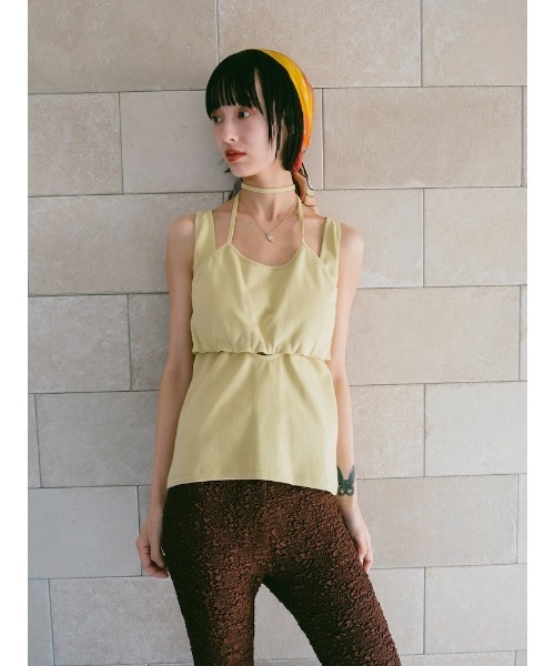 sahara(サハラ)の「Layered Design Sleeveless Top/レイヤードデザインスリーブレストップ(タンクトップ・レディース・ブルー/ブラック/イエロー・FREE)」の10枚目の写真