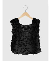 Back ribbon fringe blouse