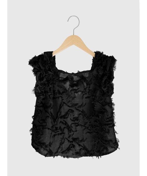 FIKA.(フィーカ)の「Back ribbon fringe blouse(シャツ/ブラウス・レディース・ブラック/オフホワイト・MEDIUM)」の2枚目の写真