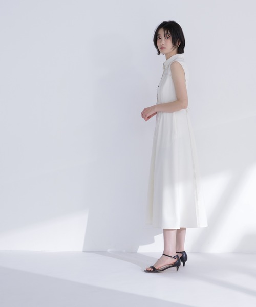 NATURAL BEAUTY BASIC(ナチュラルビューティーベーシック)の「襟付きバイカラーステッチワンピース(ワンピース・レディース・ネイビー/ライトグリーン/オフホワイト・P/S/MEDIUM)」の6枚目の写真