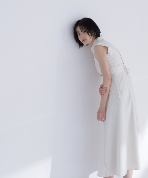 NATURAL BEAUTY BASIC(ナチュラルビューティーベーシック)の「襟付きバイカラーステッチワンピース(ワンピース・レディース・ネイビー/ライトグリーン/オフホワイト・P/S/MEDIUM)」の7枚目の写真