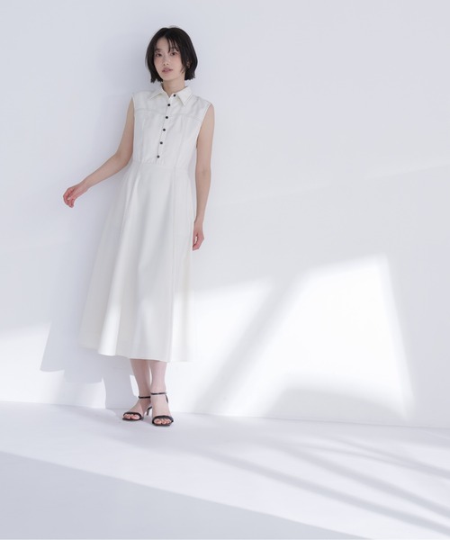 NATURAL BEAUTY BASIC(ナチュラルビューティーベーシック)の「襟付きバイカラーステッチワンピース(ワンピース・レディース・ネイビー/ライトグリーン/オフホワイト・P/S/MEDIUM)」の10枚目の写真