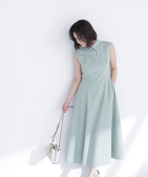 NATURAL BEAUTY BASIC(ナチュラルビューティーベーシック)の「襟付きバイカラーステッチワンピース(ワンピース・レディース・ネイビー/ライトグリーン/オフホワイト・P/S/MEDIUM)」の13枚目の写真