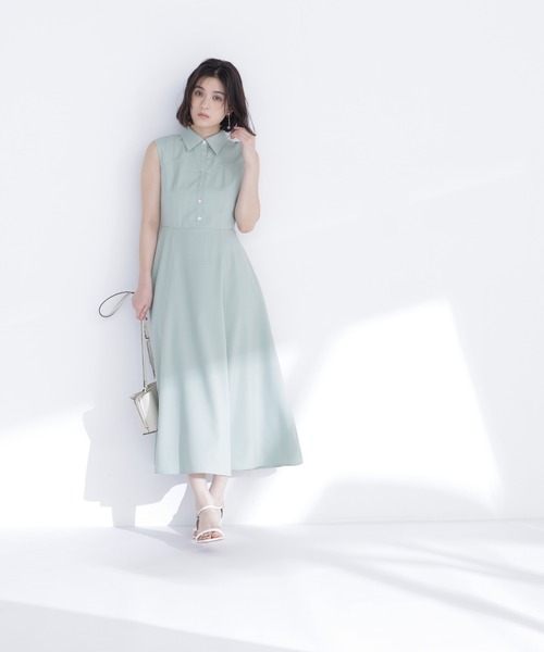 NATURAL BEAUTY BASIC(ナチュラルビューティーベーシック)の「襟付きバイカラーステッチワンピース(ワンピース・レディース・ネイビー/ライトグリーン/オフホワイト・P/S/MEDIUM)」の14枚目の写真
