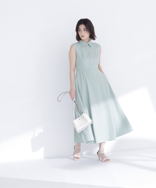 NATURAL BEAUTY BASIC(ナチュラルビューティーベーシック)の「襟付きバイカラーステッチワンピース(ワンピース・レディース・ネイビー/ライトグリーン/オフホワイト・P/S/MEDIUM)」の16枚目の写真