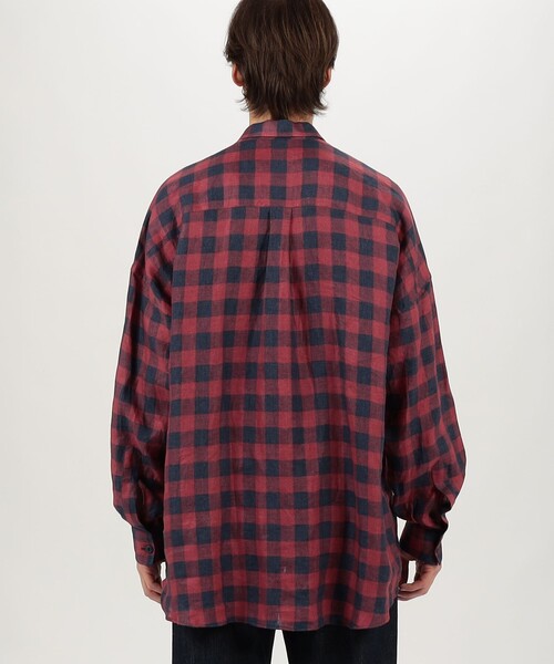 GUY ROVER（ギローバー）の「【別注】GUY ROVER リネンチェック オーバーシャツ（シャツ/ブラウス・メンズ・レッド系その他/グリーン系その他・S/M）」の6枚目の写真