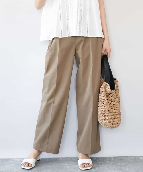 MK MICHEL KLEIN（エムケーミッシェルクラン）の「[接触冷感/洗える]バレル風シルエットストレッチパンツ（スラックス・レディース・カーキブラウン/ベージュ・38）」の2枚目の写真