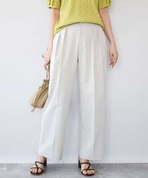 MK MICHEL KLEIN（エムケーミッシェルクラン）の「[接触冷感/洗える]バレル風シルエットストレッチパンツ（スラックス・レディース・カーキブラウン/ベージュ・38）」の3枚目の写真