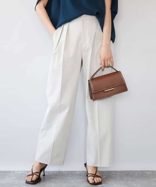MK MICHEL KLEIN（エムケーミッシェルクラン）の「[接触冷感/洗える]バレル風シルエットストレッチパンツ（スラックス・レディース・カーキブラウン/ベージュ・38）」の7枚目の写真