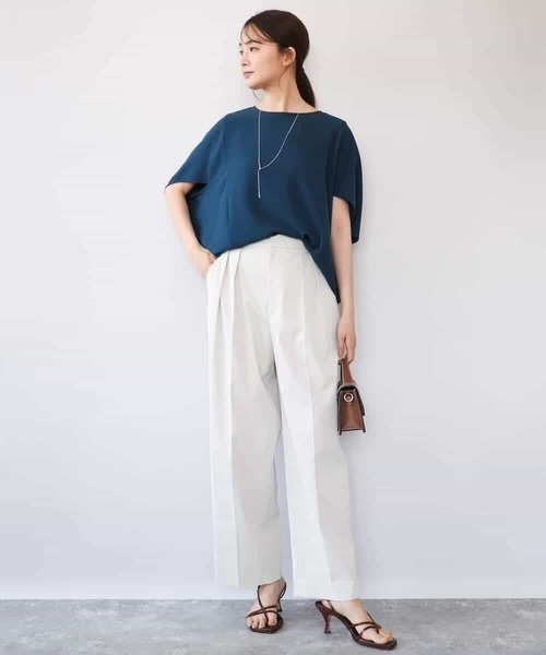 MK MICHEL KLEIN（エムケーミッシェルクラン）の「[接触冷感/洗える]バレル風シルエットストレッチパンツ（スラックス・レディース・カーキブラウン/ベージュ・38）」の12枚目の写真