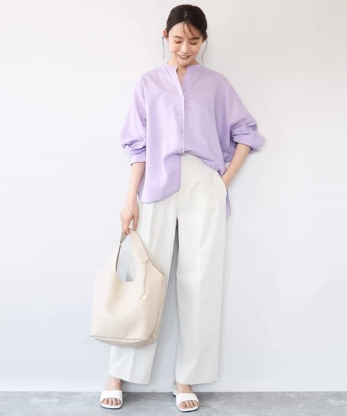 MK MICHEL KLEIN（エムケーミッシェルクラン）の「[接触冷感/洗える]バレル風シルエットストレッチパンツ（スラックス・レディース・カーキブラウン/ベージュ・38）」の14枚目の写真