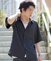 WEGO/クロップドSSピンストライプシャツ