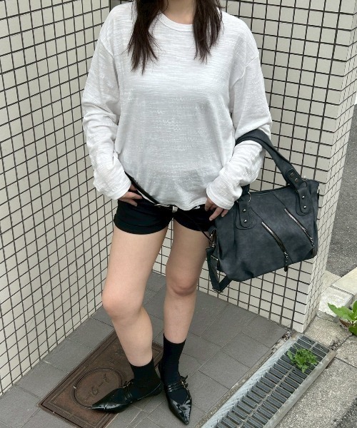 Chikashitsu +（チカシツプラス）の「【Chikashitsu +】Tildes Matching Bag / 【チカシツプラス】ビンテージ風ショルダーバッグ（ショルダーバッグ・メンズ・ダークベージュ/ブラック・ONE SIZE）」の6枚目の写真