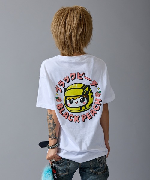 BLACK PEACH(ブラックピーチ)の「【BLACK PEACH】プリント 半袖Tシャツ(Tシャツ/カットソー・レディース・ブラック/ホワイト・SMALL/X-LARGE/LARGE/MEDIUM)」の1枚目の写真