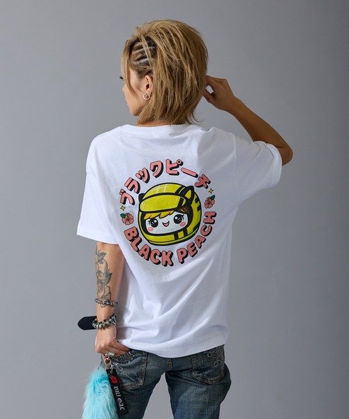 BLACK PEACH(ブラックピーチ)の「【BLACK PEACH】プリント 半袖Tシャツ(Tシャツ/カットソー・レディース・ブラック/ホワイト・SMALL/X-LARGE/LARGE/MEDIUM)」の9枚目の写真