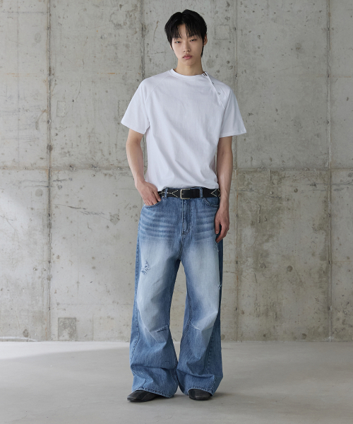 P.IN.O(ピインオ)の「コットンスナップショートスリーブ - ホワイト(Tシャツ/カットソー・メンズ・その他・LARGE/MEDIUM)」の3枚目の写真