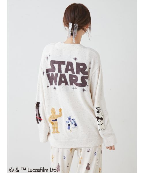 gelato pique（ジェラートピケ）の「【STAR WARS】【ユニセックス】スムーズィーキャラクターワッペンカーディガン（ルームウェア/パジャマ・レディース・ネイビー/クリーム・S-M/M-L）」の5枚目の写真