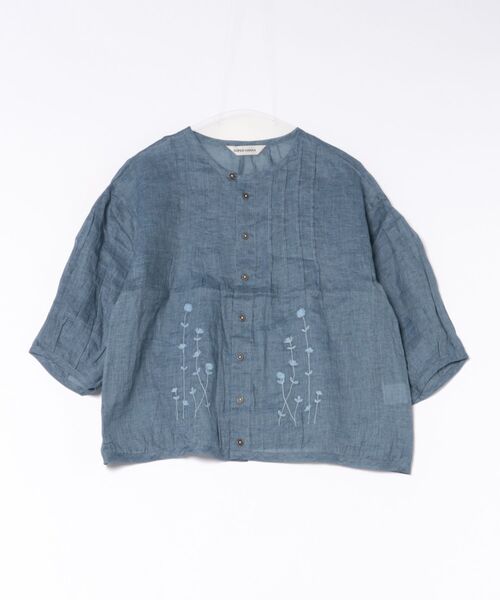 SUPER HAKKA（スーパーハッカ）の「麻エアリーローンエフェメラルフラワー線画刺繍ブラウス（シャツ/ブラウス・レディース・ブラック/ネイビー・FREE）」の5枚目の写真