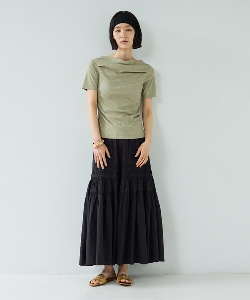 GALLEST(ギャレスト)の「オフショルハーフスリーブカットソー(Tシャツ/カットソー・レディース・ブラック/ホワイト/オリーブ・38)」の19枚目の写真
