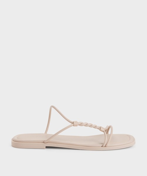 CHARLES & KEITH（チャールズ & キース）の「Fianna ファイナ ツイストストラップ スライドサンダル（サンダル・レディース・ベージュ/ブラック・24.5cm/23.5cm/23cm/22.5cm/25cm）」の2枚目の写真