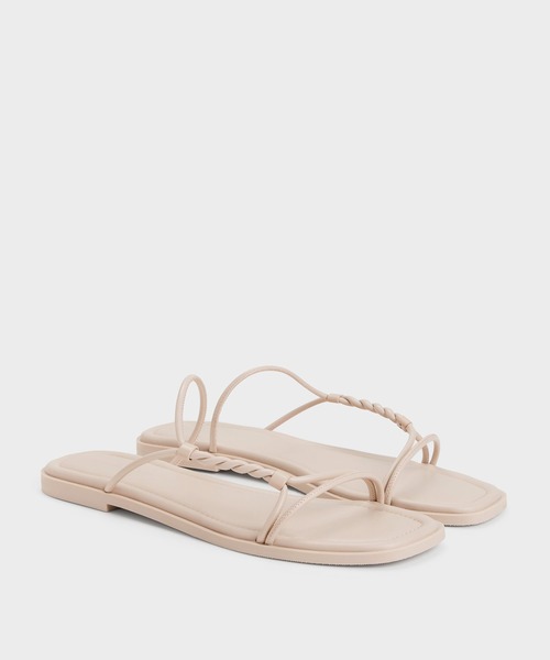 CHARLES & KEITH（チャールズ & キース）の「Fianna ファイナ ツイストストラップ スライドサンダル（サンダル・レディース・ベージュ/ブラック・24.5cm/23.5cm/23cm/22.5cm/25cm）」の7枚目の写真