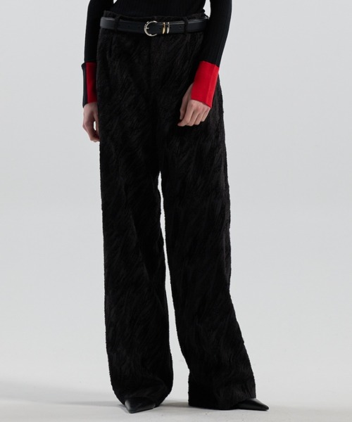 CINOH(チノ)の「CUT JACQUARD PANTS(その他パンツ・レディース・ブラック・38)」の1枚目の写真