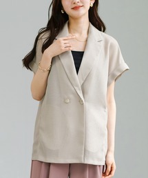 【 抜け感シアー 】 変わり織メッシュ・フレンチスリーブジャケット