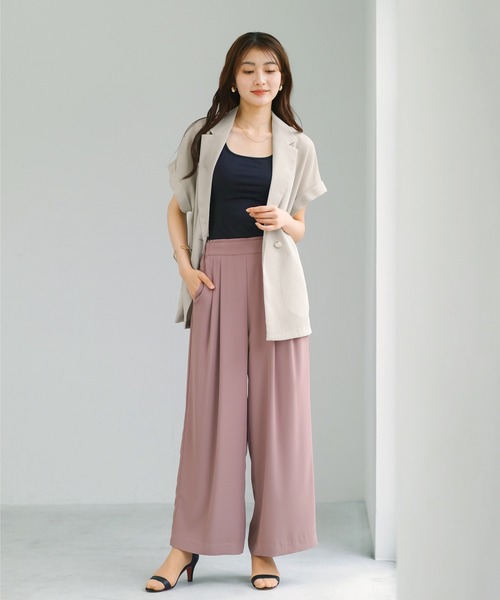 Emilyan(エミリアン)の「【 抜け感シアー 】 変わり織メッシュ・フレンチスリーブジャケット(テーラードジャケット・レディース・ネイビー/ベージュ/ブラック・M)」の10枚目の写真