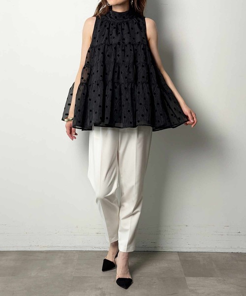 PICCIN PERLA(ピッチンペルラ)の「フロッキードットティンカーブラウス(シャツ/ブラウス・レディース・ブラック/オフホワイト・M)」の11枚目の写真