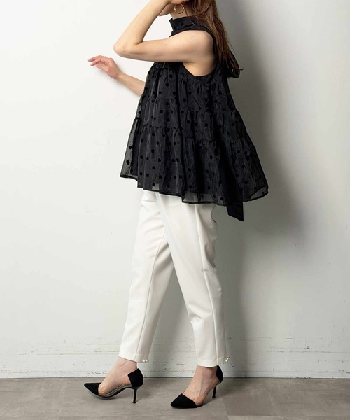 PICCIN PERLA(ピッチンペルラ)の「フロッキードットティンカーブラウス(シャツ/ブラウス・レディース・ブラック/オフホワイト・M)」の12枚目の写真