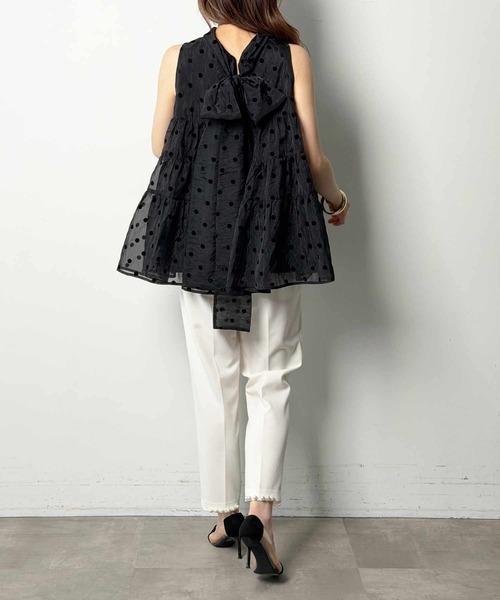 PICCIN PERLA(ピッチンペルラ)の「フロッキードットティンカーブラウス(シャツ/ブラウス・レディース・ブラック/オフホワイト・M)」の13枚目の写真